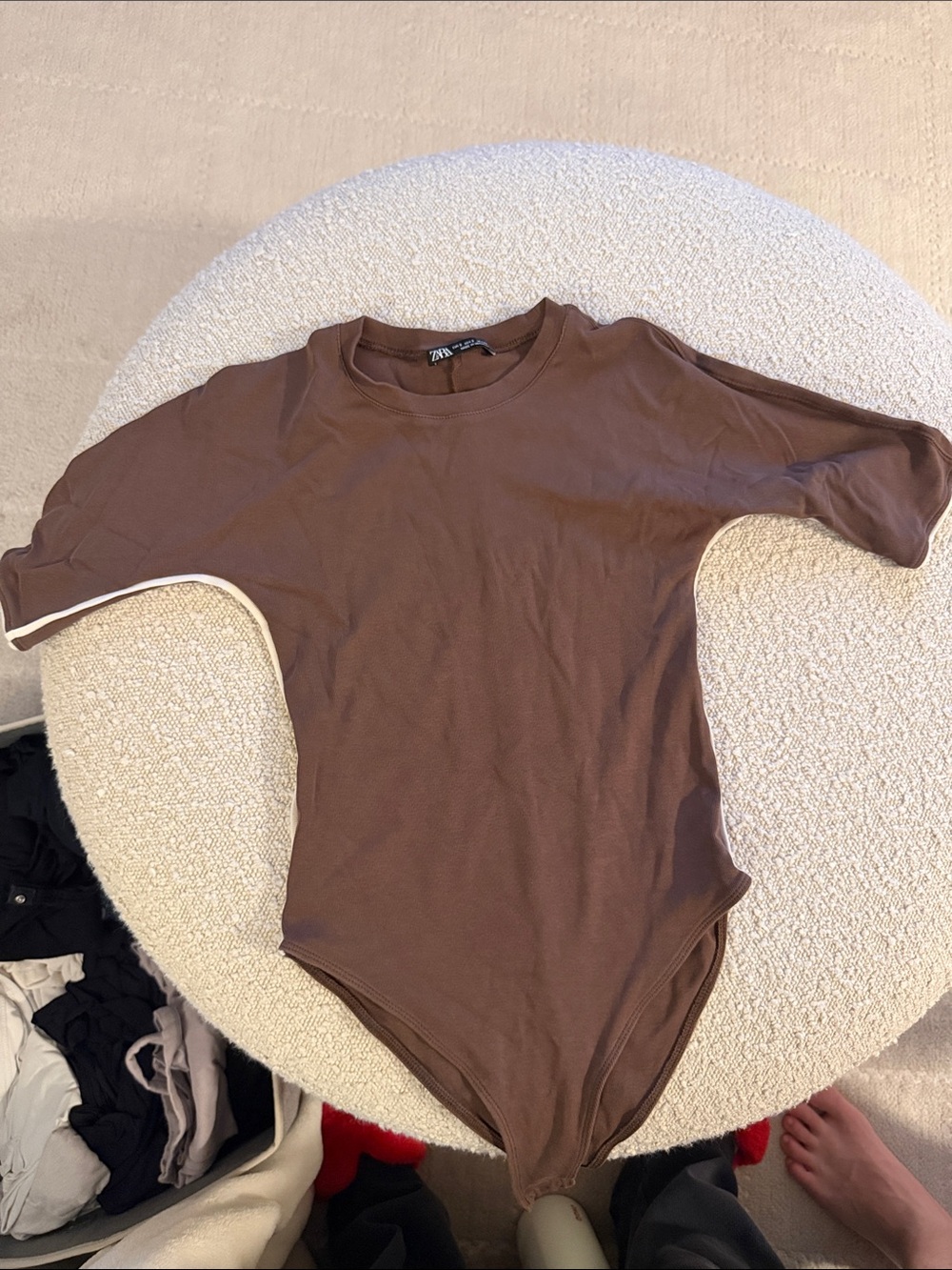 Zara Chocolate Brown Short-Sleeve Bodysuit